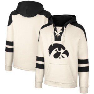 Iowa Hawkeyes Colosseum Lace-Up 4.0 Vintage Pullover Hoodie - Cream