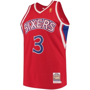 Men's Allen Iverson Mitchell & Ness 76ers Hardwood Classics Authentic Jersey - Red
