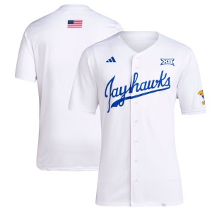 Kansas Jayhawks adidas Team Baseball Jersey - White