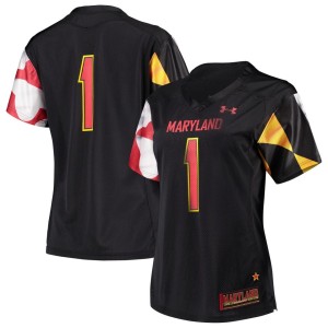 #1 Maryland Terrapins Under Armour Women's Replica Team Jersey - Black
