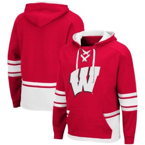 Wisconsin Badgers Colosseum Lace Up 3.0 Pullover Hoodie - Red
