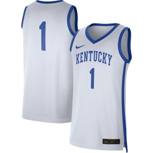 #1 Kentucky Wildcats Nike Replica Jersey - White/Royal