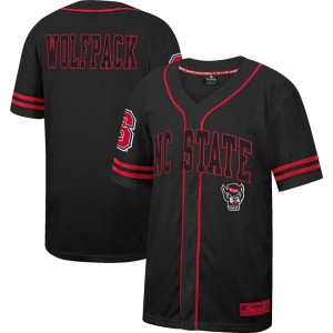 NC State Wolfpack Colosseum Free Spirited Mesh Button-Up Baseball Jersey - Black