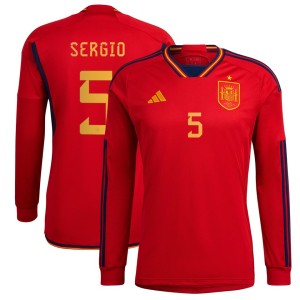 Sergio Busquets Spain National Team adidas 2022/23 Home Replica Long Sleeve Player Jersey - Red