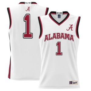 #1 Alabama Crimson Tide ProSphere Youth Basketball Jersey - White