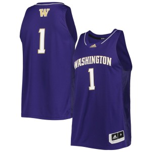 #1 Washington Huskies adidas Team Swingman Basketball Jersey - Purple