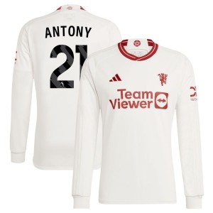 Antony Antony  Manchester United adidas 2023/24 Third Replica Long Sleeve Jersey - White