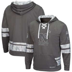 Navy Midshipmen Colosseum OHT Military Appreciation Lace-Up Pullover Hoodie - Gray