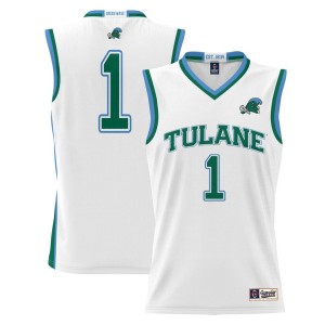 #1 Tulane Green Wave ProSphere Youth Basketball Jersey - White
