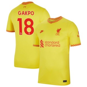 Cody Gakpo Liverpool Nike 2021/22 Third Breathe Stadium Jersey - Yellow