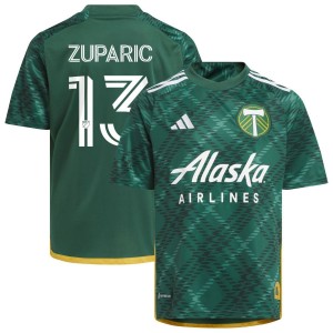 Dario Zuparic Portland Timbers adidas Youth 2023 Portland Plaid Kit Replica Jersey - Green