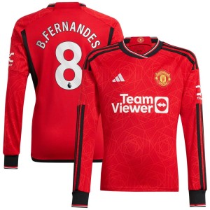 Bruno Fernandes Manchester United adidas 2023/24 Home Replica Long Sleeve Player Jersey - Red