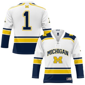 #1 Michigan Wolverines ProSphere Youth Hockey Jersey - White