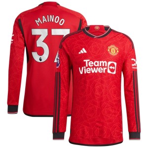 Kobbie Mainoo Manchester United adidas 2023/24 Home Long Sleeve Authentic Player Jersey - Red