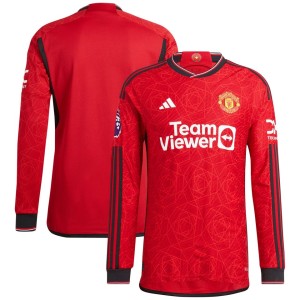 Manchester United adidas 2023/24 Home Authentic Long Sleeve Jersey - Red