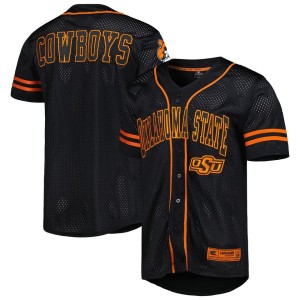 Oklahoma State Cowboys Colosseum Free Spirited Mesh Button-Up Baseball Jersey - Black