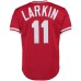 Barry Larkin Cincinnati Reds Mitchell & Ness Cooperstown Collection Mesh Batting Practice Button-Up Jersey - Red