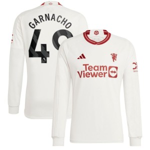 Alejandro Garnacho Manchester United adidas 2023/24 Third Replica Long Sleeve Player Jersey - White