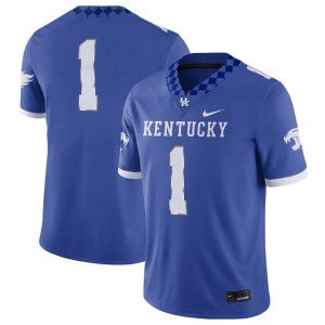 #1 Kentucky Wildcats Nike Football Game Jersey - Royal/White