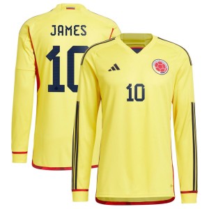 James Rodriguez Colombia National Team adidas 2022/23 Home Replica Long Sleeve Player Jersey - Yellow