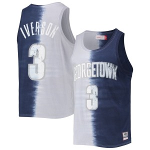 Allen Iverson Georgetown Hoyas Mitchell & Ness Name & Number Tie-Dye Tank Top - Gray/Navy