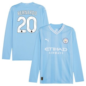Bernardo Silva Bernardo  Manchester City Puma 2023/24 Home Replica Long Sleeve Jersey - Sky Blue