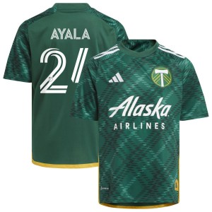 David Ayala Portland Timbers adidas Youth 2023 Portland Plaid Kit Replica Jersey - Green
