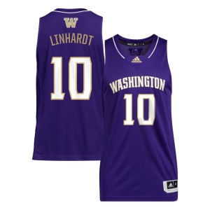 Tyler Linhardt Washington Huskies adidas Unisex NIL Men's Basketball Jersey - Purple