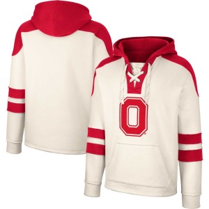 Ohio State Buckeyes Colosseum Lace-Up 4.0 Vintage Pullover Hoodie - Cream
