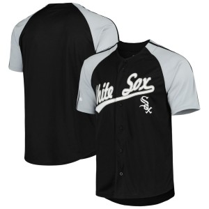 Chicago White Sox Stitches Button-Down Raglan Fashion Jersey - Black