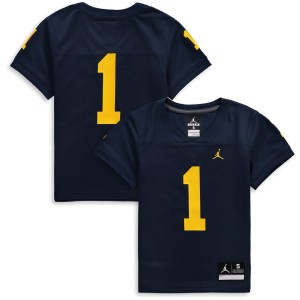 #1 Michigan Wolverines Jordan Brand Preschool Team Replica Football Jersey - Navy