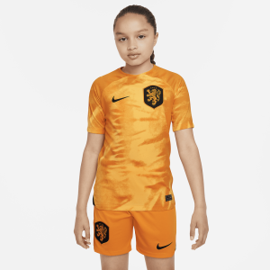 Netherlands 2022/23 Stadium Home Big Kids' Nike Dri-FIT Soccer Jersey - Laser Orange/Black