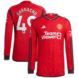 Alejandro Garnacho Manchester United adidas 2023/24 Home Authentic Long Sleeve Player Jersey - Red