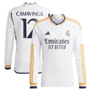 Eduardo Camavinga Real Madrid adidas 2023/24 Home Replica Long Sleeve Jersey - White