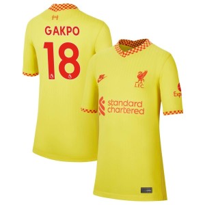 Cody Gakpo Liverpool Nike Youth 2021/22 Third Breathe Stadium Jersey - Yellow