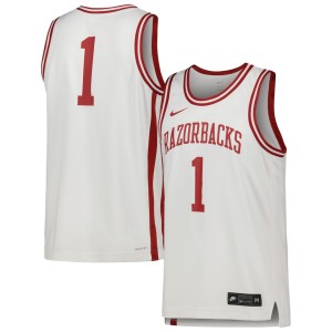 #1 Arkansas Razorbacks Nike Replica Basketball Jersey - White