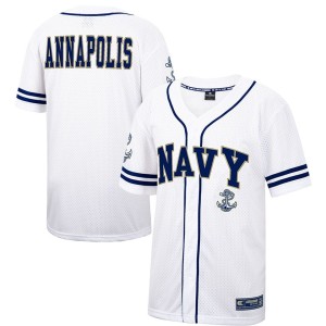 Navy Midshipmen Colosseum Free Spirited Mesh Button-Up Baseball Jersey - White