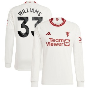 Brandon Williams Manchester United adidas 2023/24 Third Replica Long Sleeve Player Jersey - White