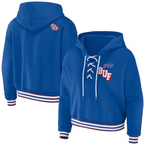 Buffalo Bills WEAR by Erin Andrews Women's Lace-Up Pullover Hoodie - Royal