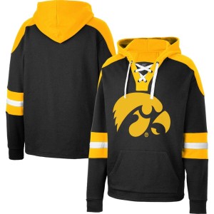 Iowa Hawkeyes Colosseum Lace-Up 4.0 Pullover Hoodie - Black