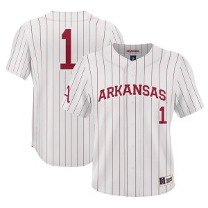 #1 Arkansas Razorbacks ProSphere Youth Baseball Jersey - White