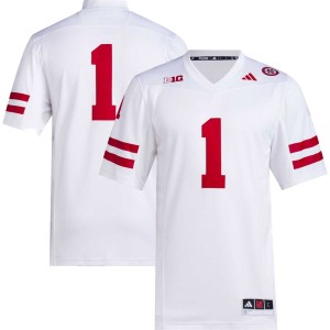 #1 Nebraska Huskers adidas Premier Football Jersey - White