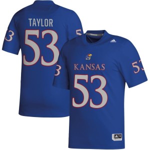 Caleb Taylor Kansas Jayhawks adidas NIL Replica Football Jersey - Royal