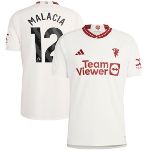 Tyrell Malacia Manchester United adidas 2023/24 Third Replica Player Jersey - White