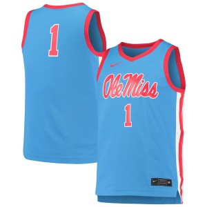 #1 Ole Miss Rebels Nike Replica Basketball Jersey - Light Blue