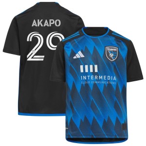 Carlos Akapo San Jose Earthquakes adidas Youth 2023 Active Fault Jersey Replica Jersey - Blue