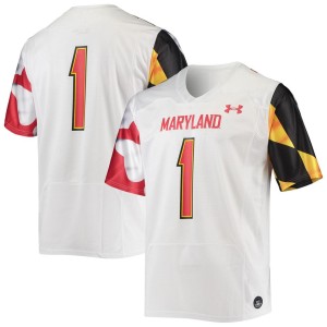#1 Maryland Terrapins Under Armour Replica Player Jersey - White