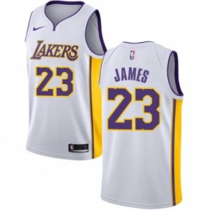 Men's Los Angeles Lakers LeBron James Jersey Association Edition White