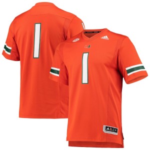 #1 Miami Hurricanes adidas Team Premier Football Jersey - Orange