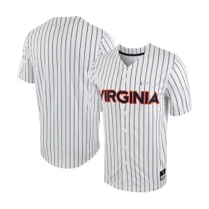 Virginia Cavaliers Nike Pinstripe Replica Full-Button Baseball Jersey - White/Navy